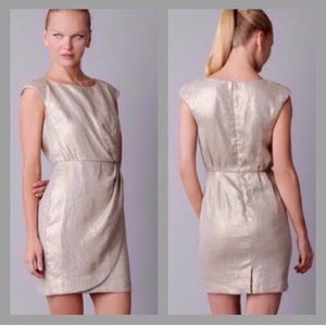 NWT Cynthia Steffe metallic gold linen dress